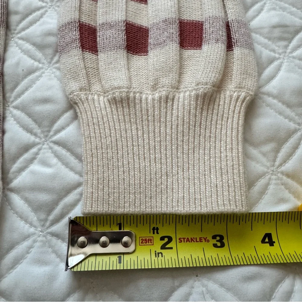 NWT LOFT Gingham Crewneck Pullover Long Sleeve Sweater Beige Rust - Size M - Picture 8 of 12